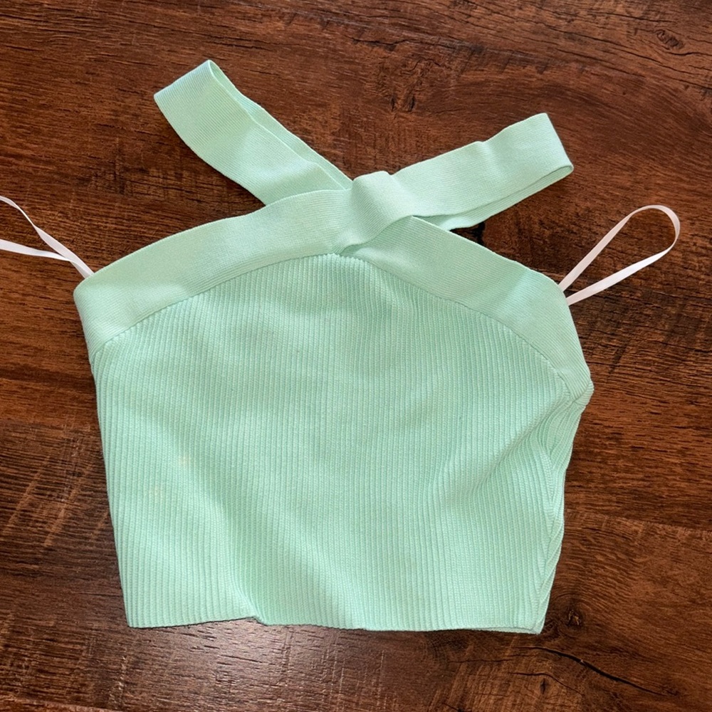 Aritzia Babaton Mint Green Criss Cross Sculpt Knit Size M
